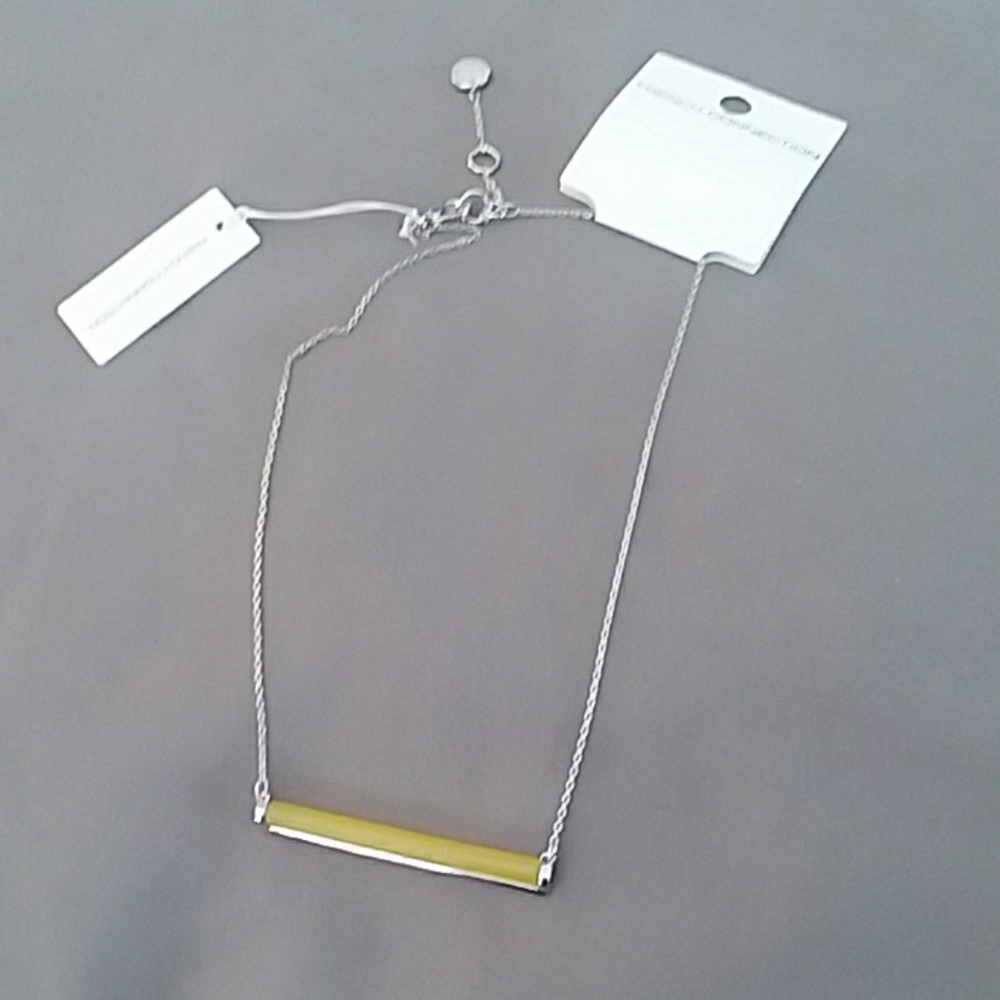 NEW French Connection silver yellow bar necklace